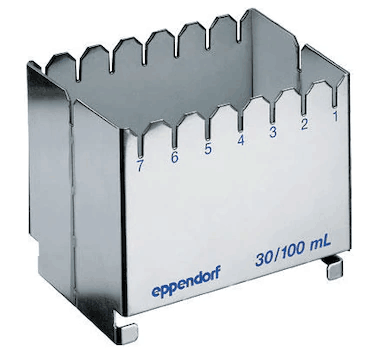 德國艾本德（Eppendorf）ReservoirRack,用于存放10mL、30mL和100mL試劑槽。最多可以放置7個試劑槽模塊或試劑槽